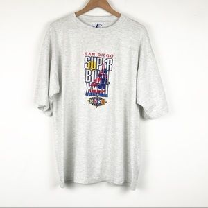 Vintage Logo Athletic Embroidered San Diego Super Bowl T-Shirt Size Large